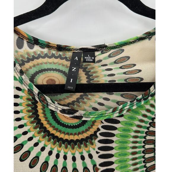 Vintage AZI mesh top beaded embellished patterned design semi sheer size L Y2K - Picture 4 of 7